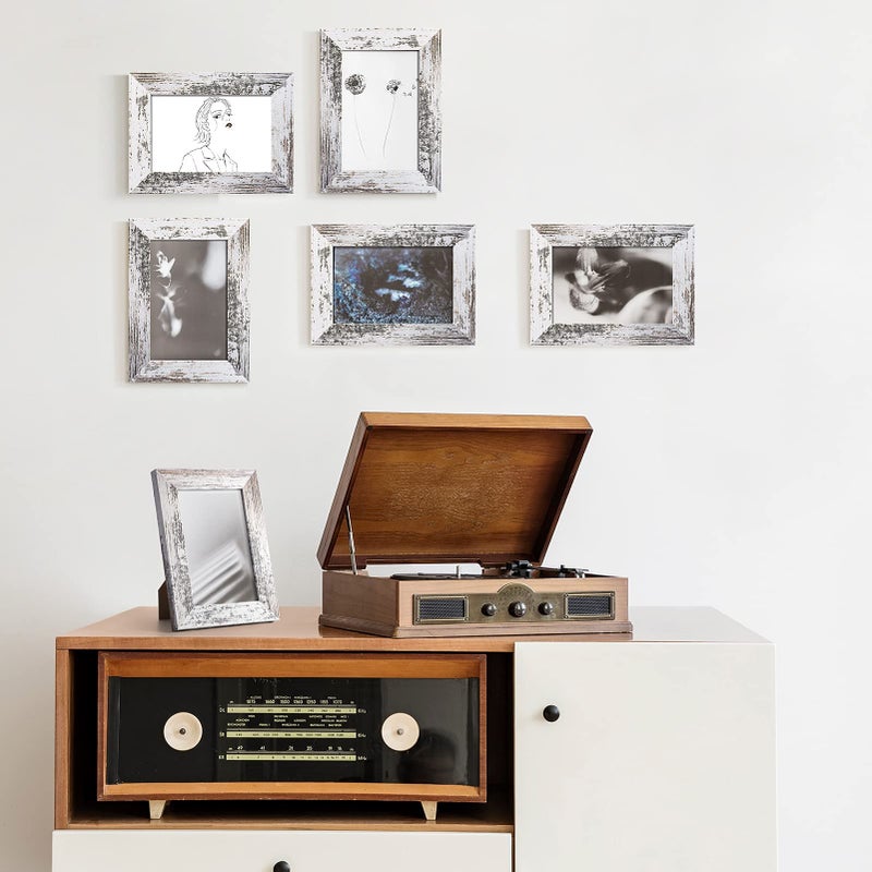 TWING 5x7 Picture Frame Set of 6,Multi Rustic Photo Frame Collage for Tabletop Display or Wall Hanging,Distressed White,Ideal Gifts - Image 3